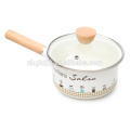 enamel single saucepan with wooden handle& enamel product